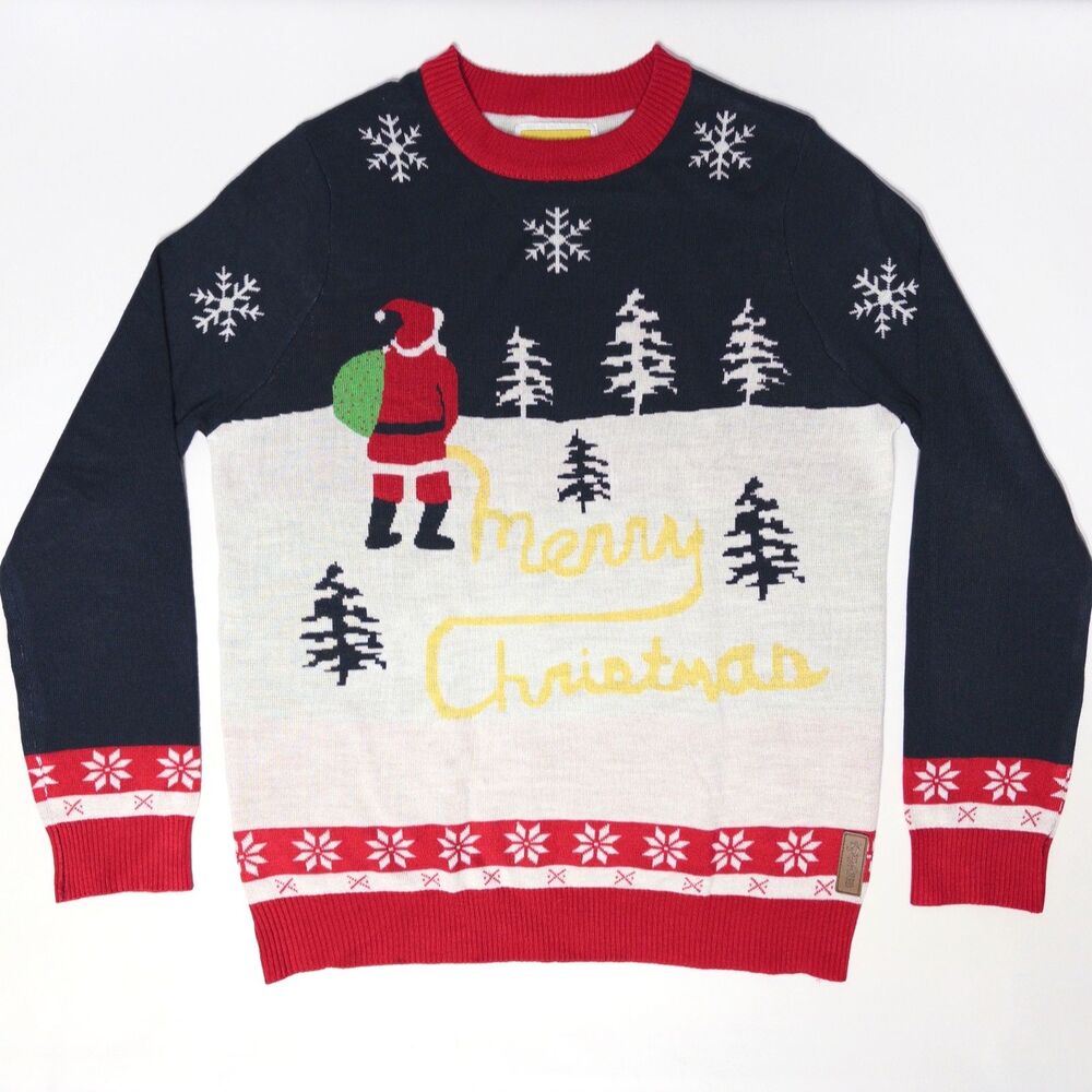 Tipsy Elves Yellow Snow Peeing Funny Ugly Christmas Holiday Sweater Adult Size L